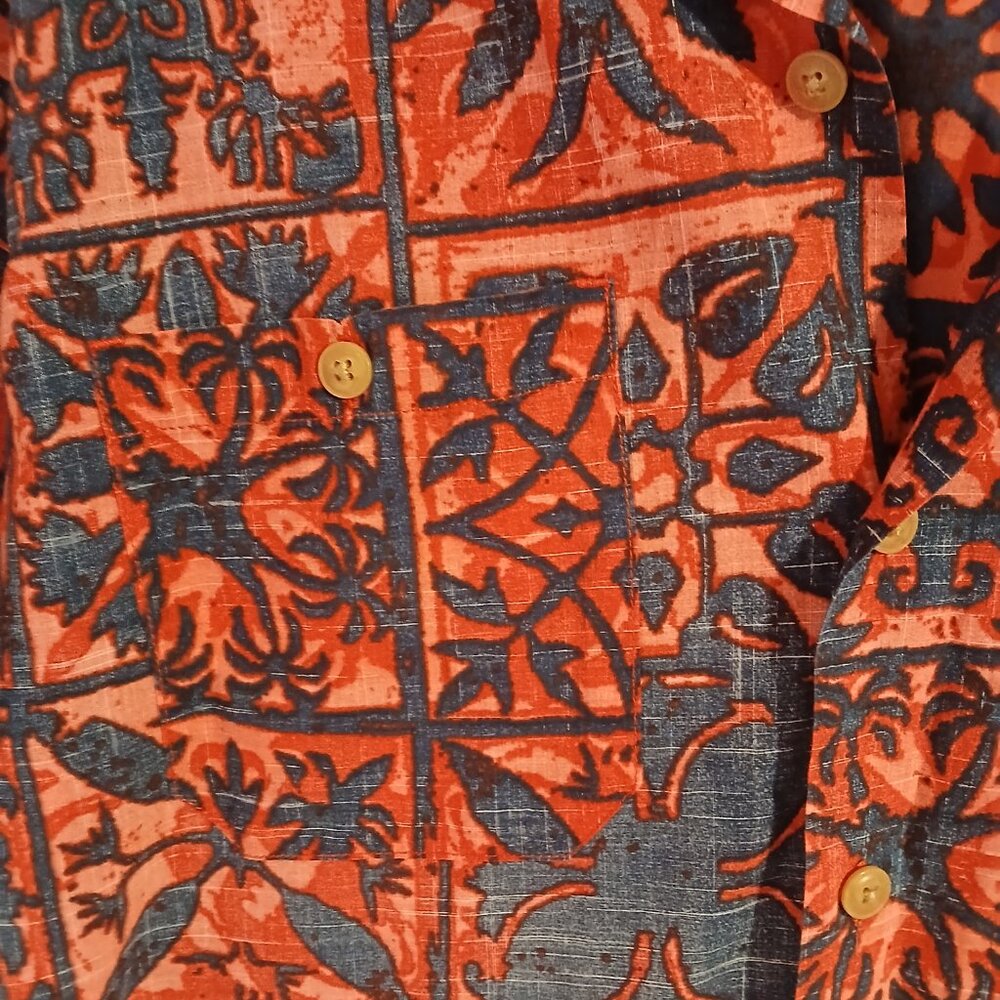 Volcom Men's Short Sleeve Button Up Orange Blue SZ M EUC - Picture 3 of 8